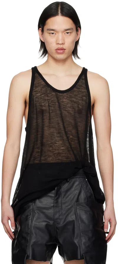 Rick Owens Black Sheer Tank Top In 09 Black