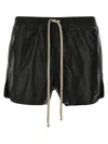 Rick Owens Black Hollywood Boxers Leather Shorts In Black