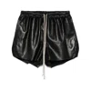 Rick Owens Black Hollywood Boxers Leather Shorts In Black