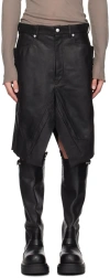 Rick Owens Black Hollywood Slivered Leather Skirt In 09 Black