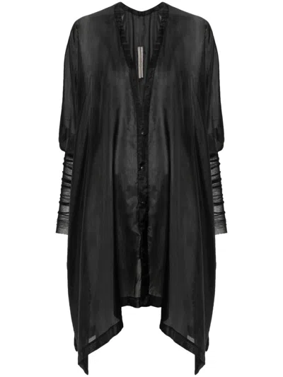 Rick Owens Black Silk Long Sleeve Shirt