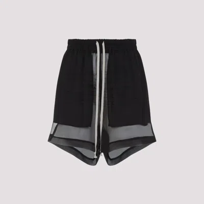 RICK OWENS BLACK SILK SHORTS