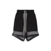 Rick Owens Layered Silk Bermudas With Sheer Panels In Black