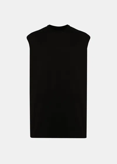 RICK OWENS RICK OWENS BLACK SLEEVELESS COTTON T-SHIRT