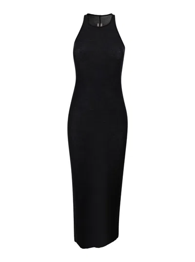 Rick Owens Black Sleeveless Crew Neck Dress In Technical Fabric Woman