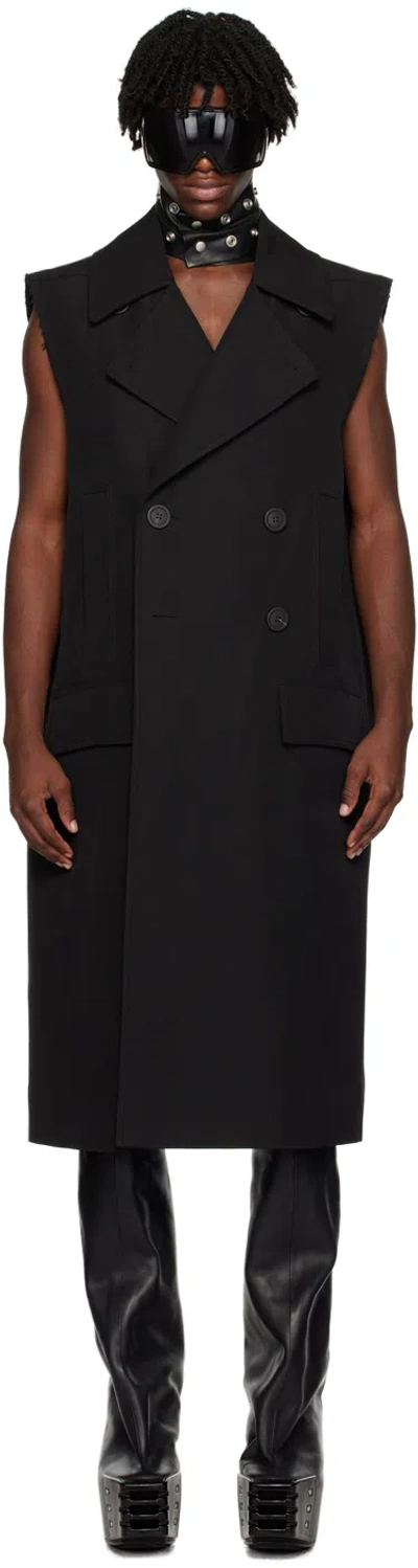 Rick Owens Black Sleeveless Slim Drella Coat In 09 Black