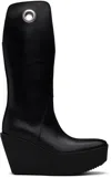 Rick Owens Black Sliver Platform Kowboy Boots In 09 Black