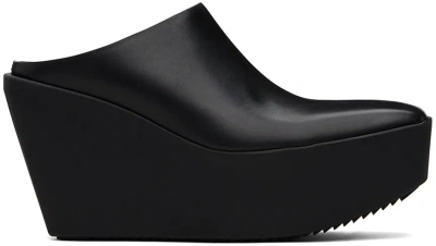 Rick Owens Black Sliver Platform Mules In 09 Black