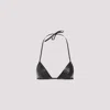 Rick Owens Snake Print Leather Triangle Bra In Black