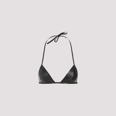 RICK OWENS BLACK SNAKE LEATHER TOP