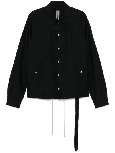 Rick Owens Black Snapfront Shirt Jacket