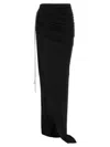 Rick Owens Draped Drawstring Maxi Ruched Side Slit In Black