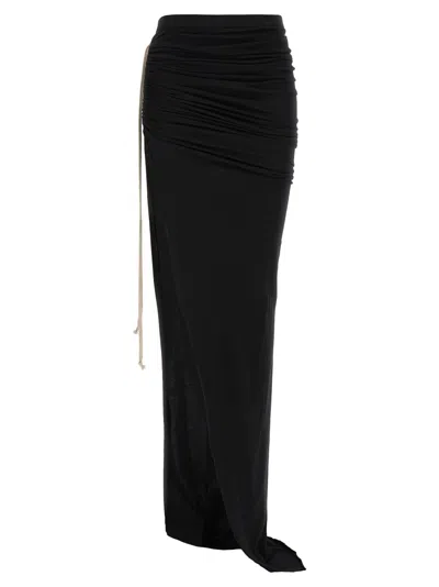 Rick Owens Black Soft Edfu Skirt In Multi