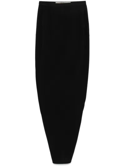 RICK OWENS BLACK SOFT PILLAR LONG SKIRT