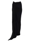 Rick Owens Black Solid Maxi Skirt In Black