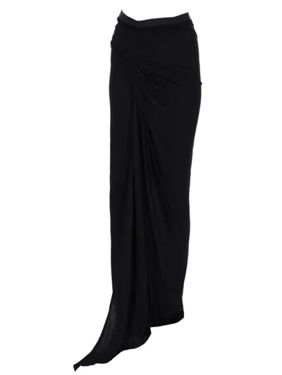 RICK OWENS BLACK SOLID MAXI SKIRT