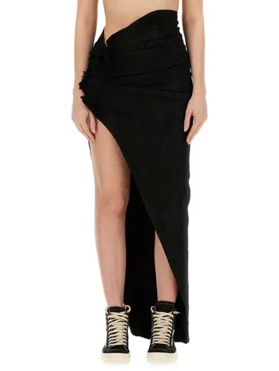 Rick Owens Black Solid Maxi Skirt