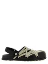 Rick Owens Leather Flat Sandals With Adjustable Strap And Shark-tooth Sole In Black