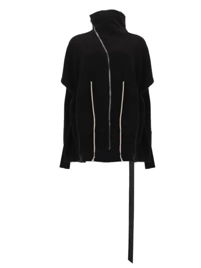 Rick Owens Black Solid Mock Collar Sweatshirt