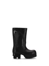 Rick Owens Black Solid Round Toe Boots In Black