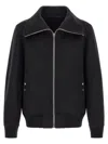 Rick Owens Black Rain Bomber Jacket With High Neck And Functional Pockets In Multi