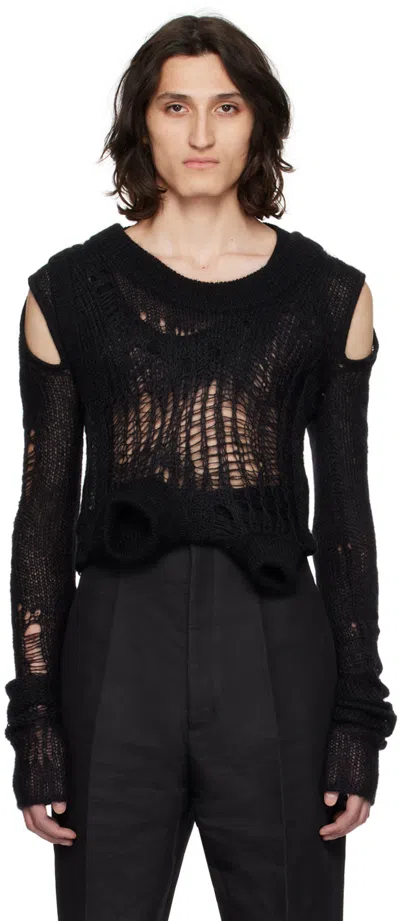 Rick Owens Black Spider Banana Sweater In 09 Black