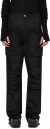 Rick Owens Stefan Wide-leg Brushed Cotton-twill Cargo Trousers In 09 Black