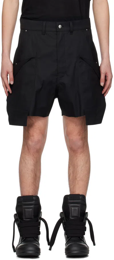 Rick Owens Black Stefan Cargo Shorts In 09 Black