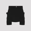 Rick Owens Stefan Black Mini-skirt With Patch Pockets In Wool Woman In Black