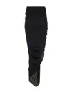 Rick Owens Black Stretch Viscose Midi Skirt In Black