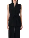 Rick Owens Sleeveless Wool Top With V-neck And Adjustable Front Ties