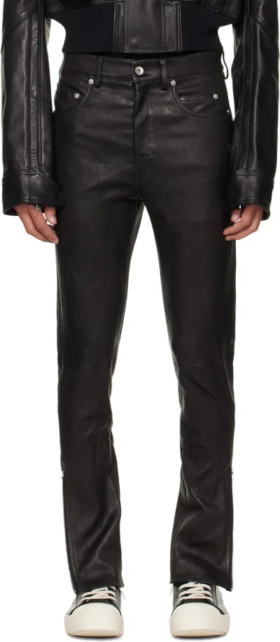 Rick Owens Black 'suicide' Edition Temple Rev Leather Pants