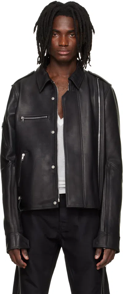Rick Owens Black 'suicide' Edition Temple Vega Leather Jacket