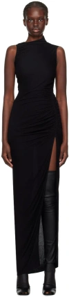 Rick Owens Svita Ruched Jersey Maxi Dress In 09 Black