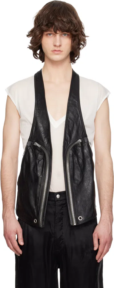 Rick Owens Black Temple Bauhaus Leather Vest