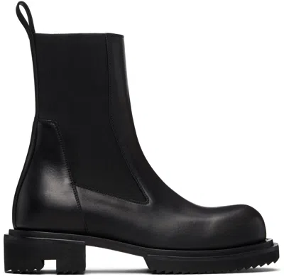Rick Owens Beatle Gabe Leather Boots For Men In Black