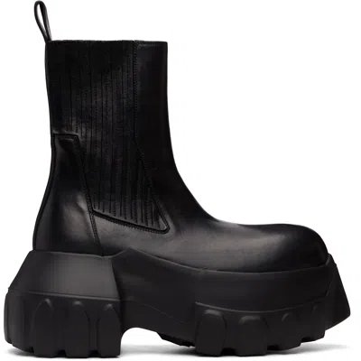 Rick Owens Black Temple Beatle Mega Tractor Chelsea Boots