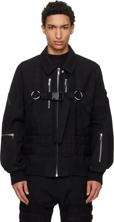 Rick Owens Black Temple Blixa Cargo Bomber Jacket
