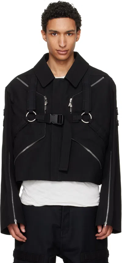 Rick Owens Black Temple Blixa Cropped Cargo Mac Jacket