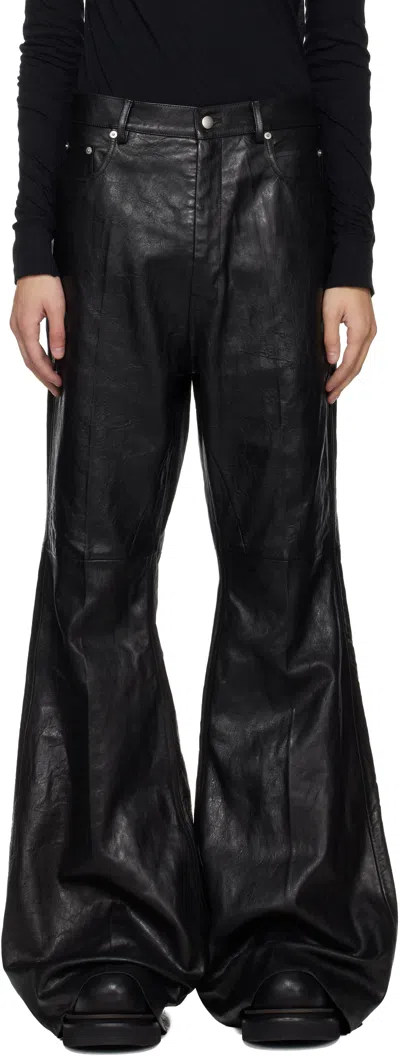 Rick Owens Black Temple Bolan Bootcut Leather Pants