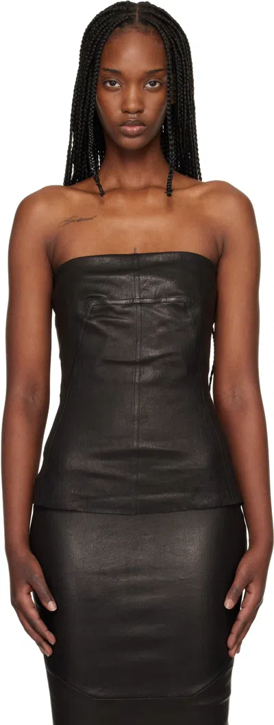Rick Owens Black Temple Bustier Leather Top