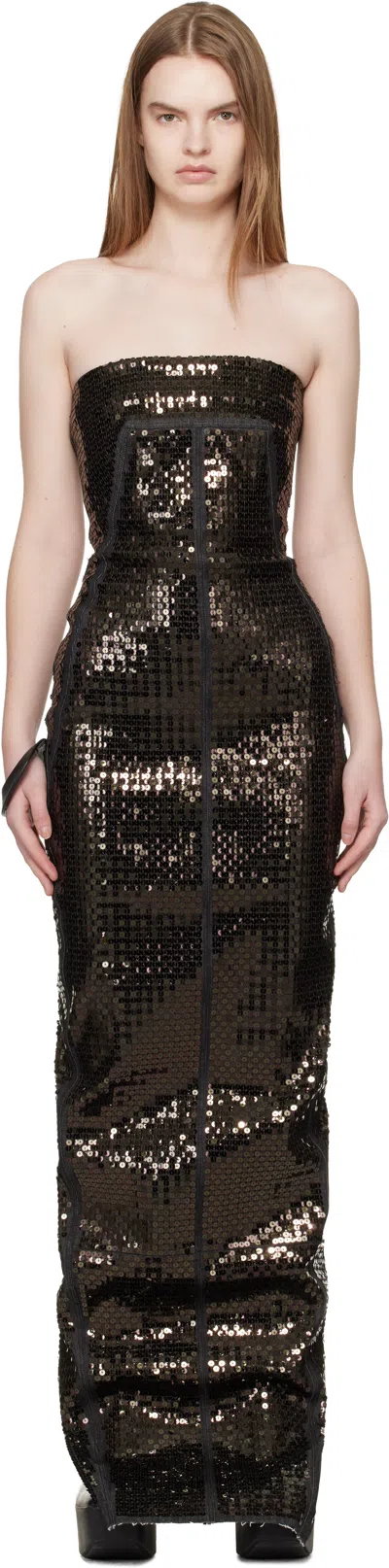 Rick Owens Black Temple Bustier Maxi Dress