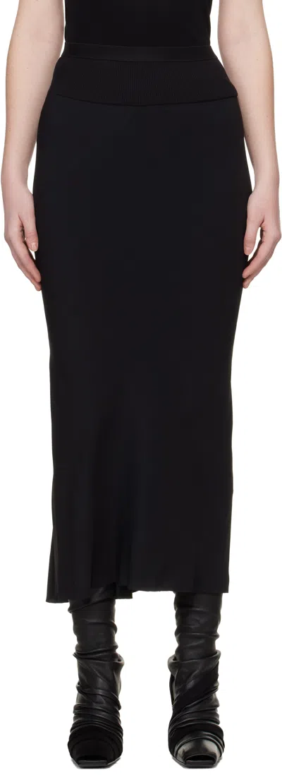 Rick Owens Womens Black Mid-rise Bias Satin Midi Skirt
