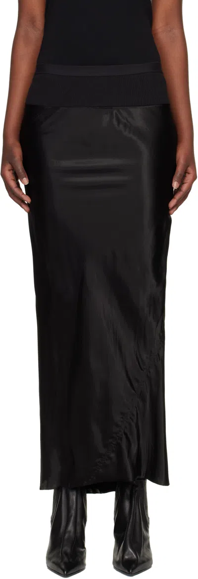 Rick Owens Black Temple Calf Bias Midi Skirt