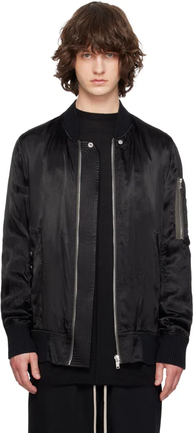 Rick Owens Black Temple Classic Flight Bomber Jacket