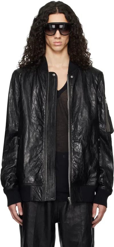 Rick Owens Black Temple Classic Flight Leather Jacket