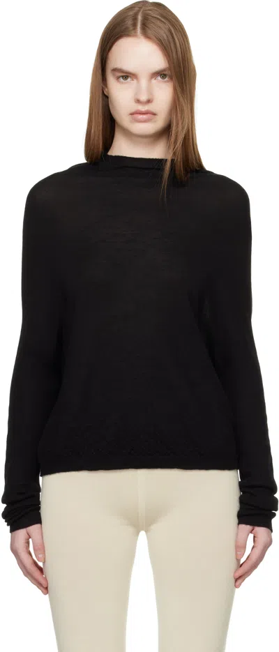 Rick Owens Black Temple Crater Knit Sweater