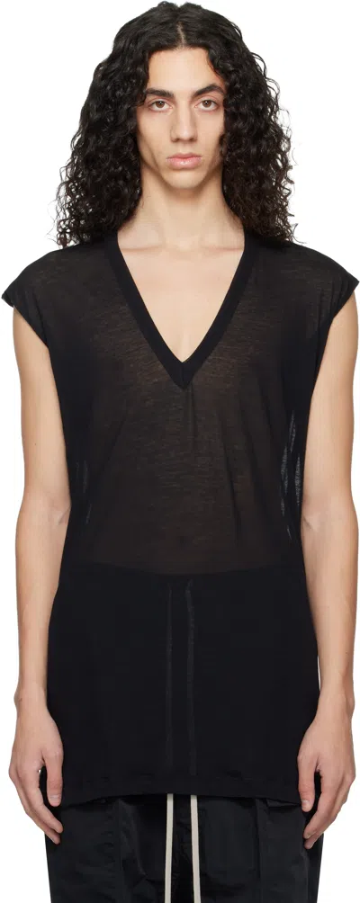 Rick Owens Black Temple Deep V Sl T-shirt