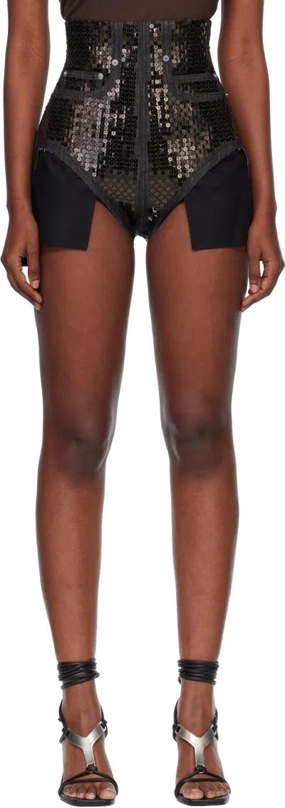 Rick Owens Black Temple Dirt Cutoffs Denim Shorts