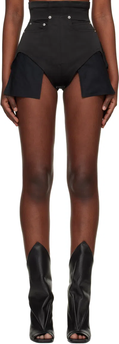 Rick Owens Black Temple Dirt Cutoffs Shorts
